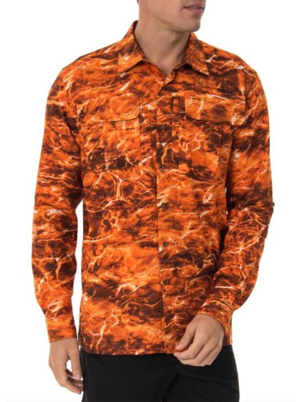 MOSSY OAK Men’s Shirt Adjustable Long Sleeve UV Protection Campfire Size XL NEW - Picture 2 of 8